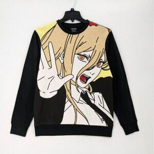 Chainsaw Man Pullover Sweatshirt Unisex Size M Crew Neck Power Jumbo Print Anime
